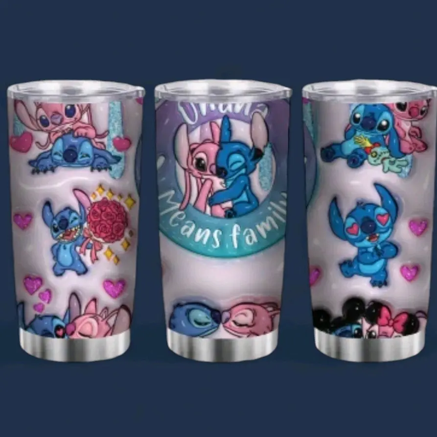 Lilo and stitch Insulated stainless steel  tumbler vacuum flask with lid for hot and cold drinks