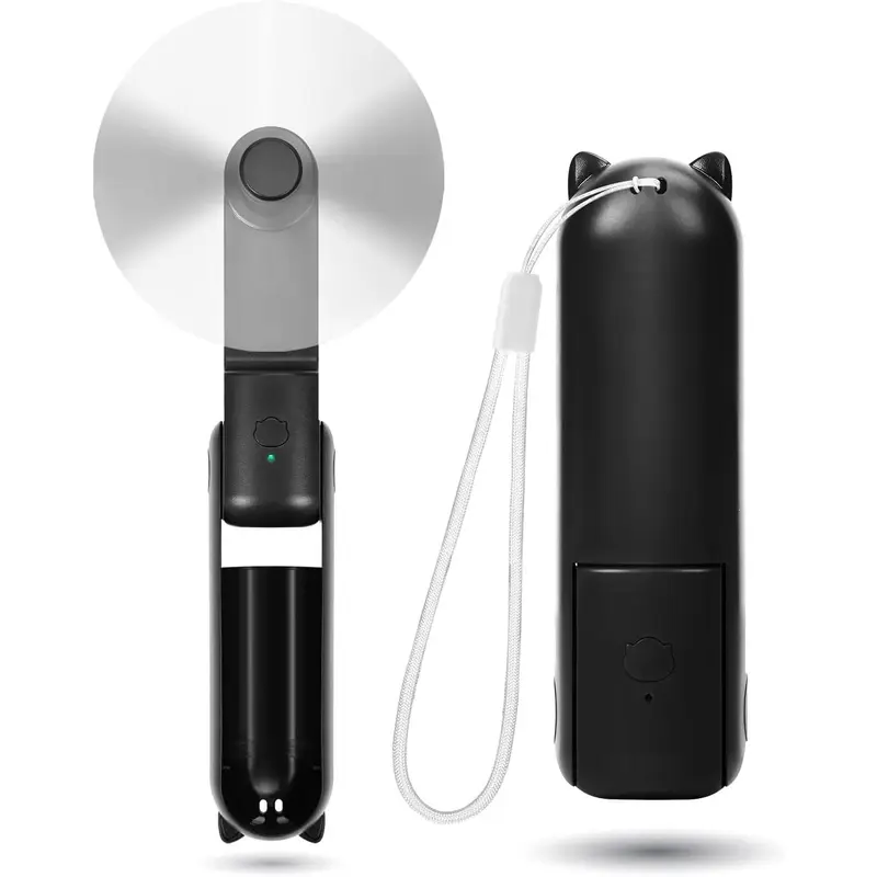Mini Fan Handheld, 3 Speeds Rechargeable Quiet Mini Handheld Fan[9-15 Working Hours], Portable USB Small Pocket Fan, Personal Fan with Power Bank for Travel, Outdoor or Indoor All Black 0