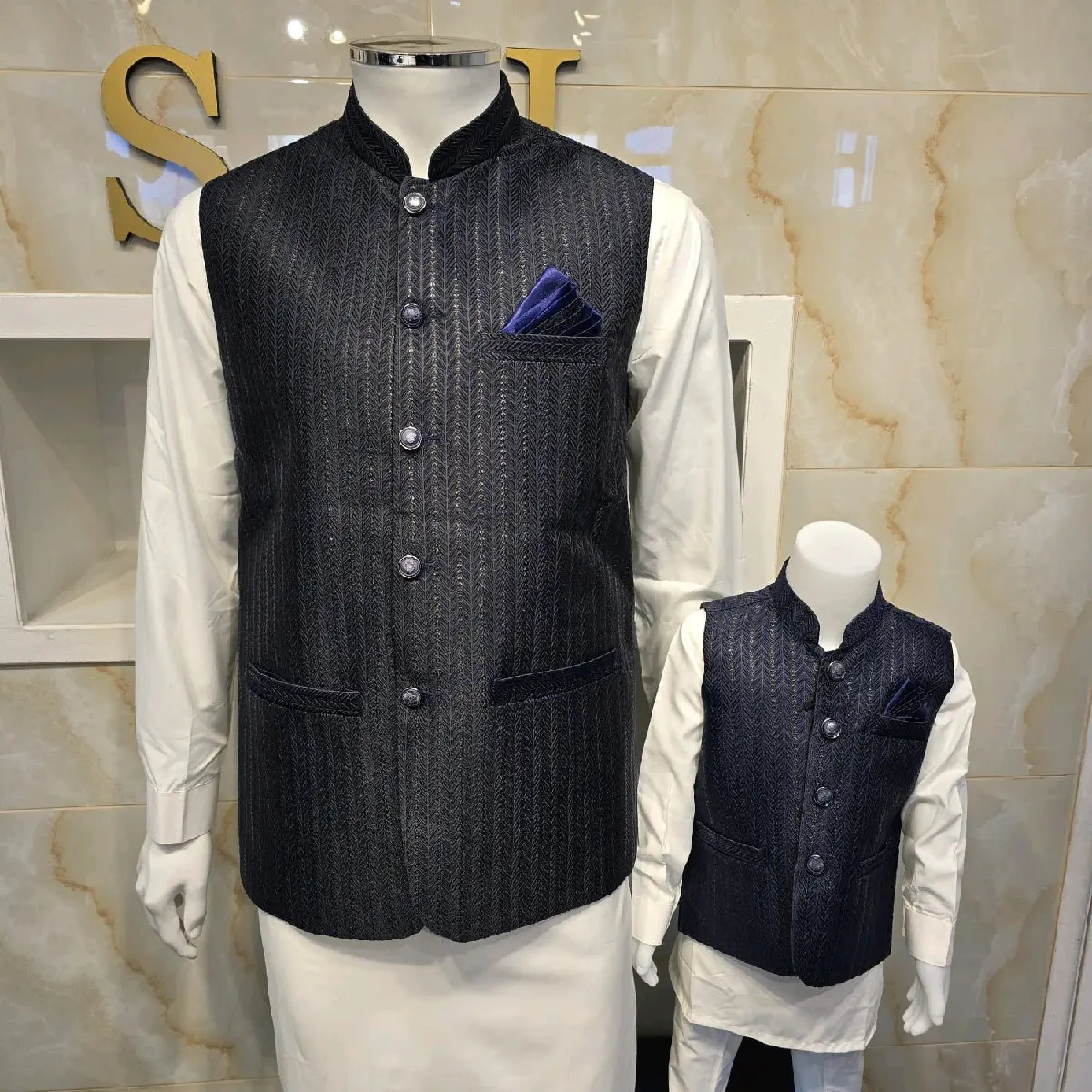 Kids and Men's Waistcoat navyblue- Perfect for Any Occasion