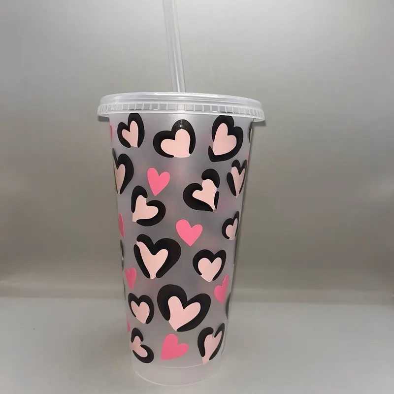 Love Hearts Cold Cup. Valentines , Pink Hearts Birthday, Wedding, Hen Party Gift 3