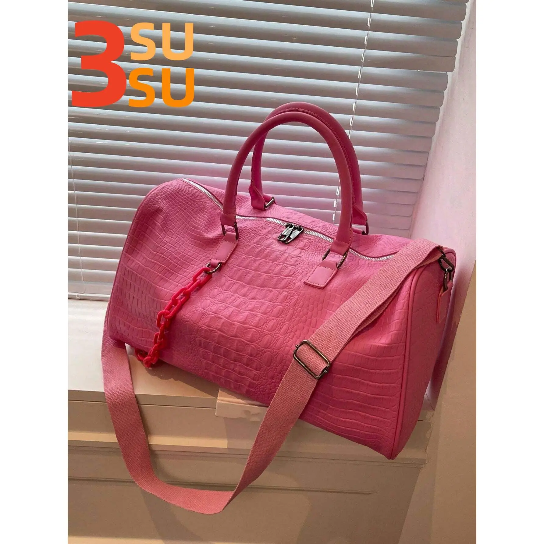 【Pink Travel Bag】Medium Capacity Print Travel Bag, Fashion Storage Bag, Outdoor Leisure Multi-Function Handheld Shoulder Bag Valentines Gym Bag