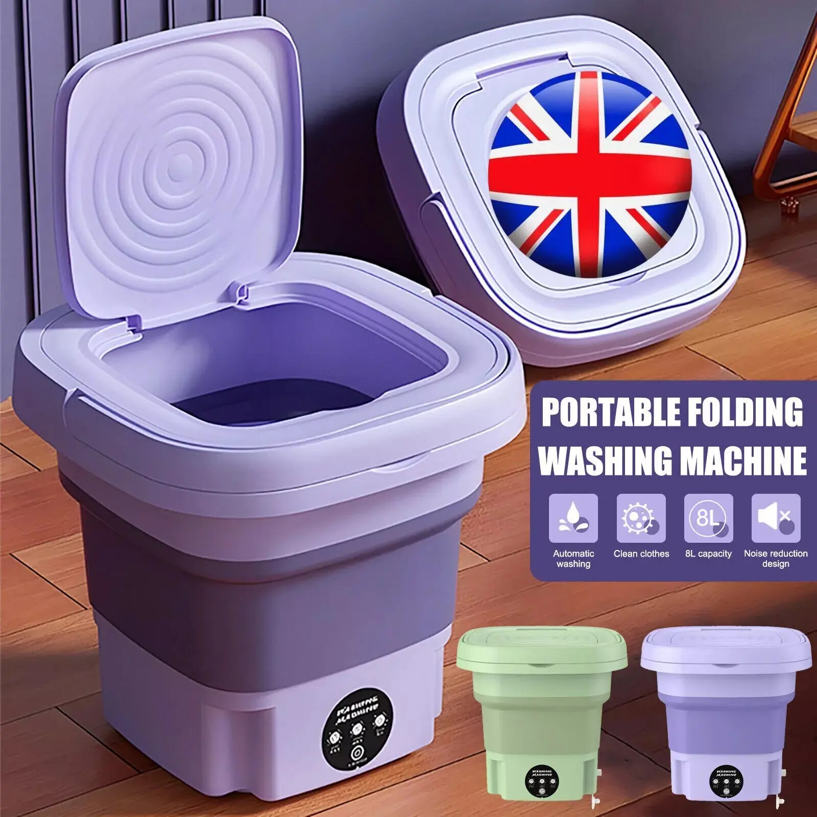 8L Portable Washing Machine Mini Washer Foldable Washer and Spin Dryer Travel UK