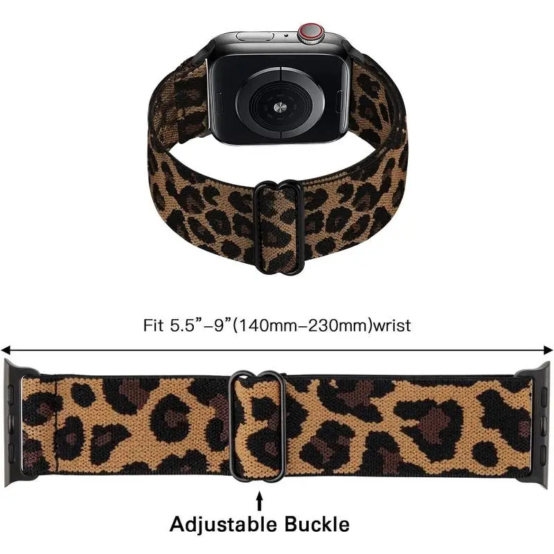 Trendy Leopard Print Smart Watch Band (Only Band), Adjustable Nylon Braided Replacement Watchband, Fashionable Wearable Accessories for Apple Watch Series 2
