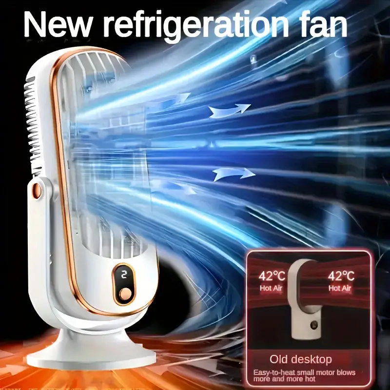 [Portable Air Conditioner Fan] 1pc Portable Air Conditioner Fan - 5-Speed USB Rechargeable Cooling Fan with Dual Motor, Large Battery, 720° Surround Air Blower - Ideal for Office, Travel, Camping, Outdoor RV 3
