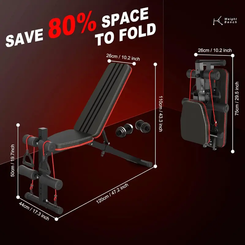 GymSets Adjustable & Foldable Weight Bench 4