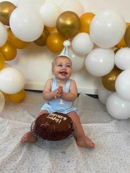Product Review of Baby Boys Blue Cake Smash Romper Set. 1st Birthday Gift. from l**g 0