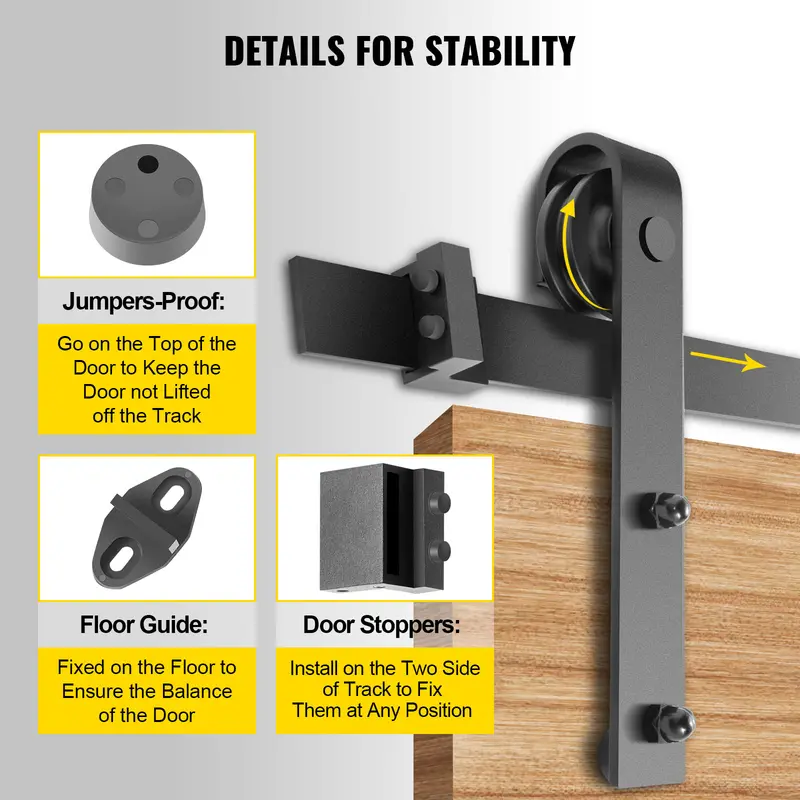 VEVOR Sliding Barn Door Hardware Kit, 14FT Barn Door Kit, 330LBS Load-Bearing Double Barn Door Hardware Kit, Carbon Steel Barn Door Track, Darn Door for 1.37-1.77" Thickness & 7FT Wide Door Panel 4