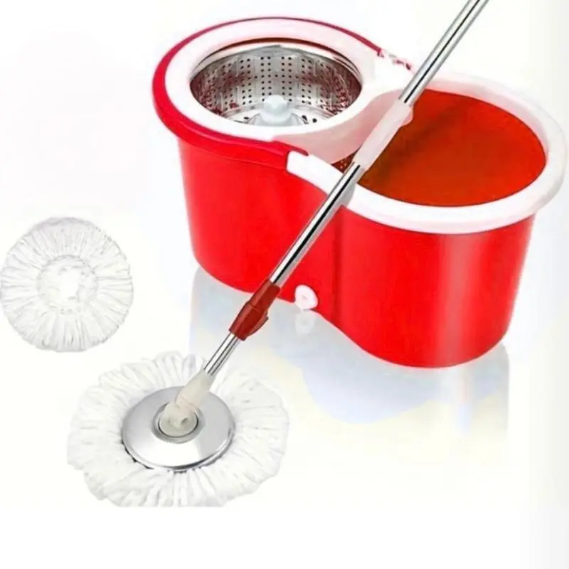 Spin Mop & Bucket Set – 360° Foot Pedal Wringer, 2 Microfiber Mop Heads, Easy Press Handle – Deep Clean Your Home!