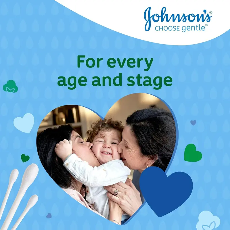 Johnson's Baby Cotton Buds (1 x Pack of 200) Soft & Gentle Ear Cotton Buds for Delicate Skin, Made of 100% Pure Cotton and Paper Sticks, Plastic-Free Cotton Buds to Clean Delicate Areas, around Eyes and Outer Ear 4