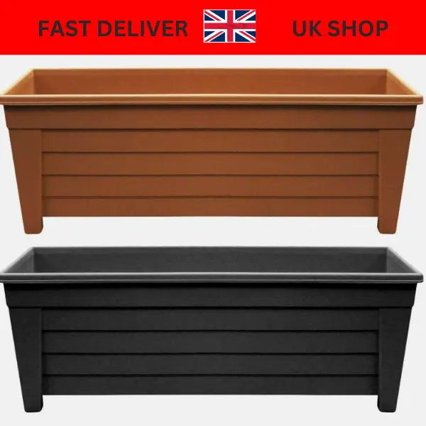 55cm Trough Plant Pot Long Plastic Planter Outdoor Garden Herb Flower Grosvenor