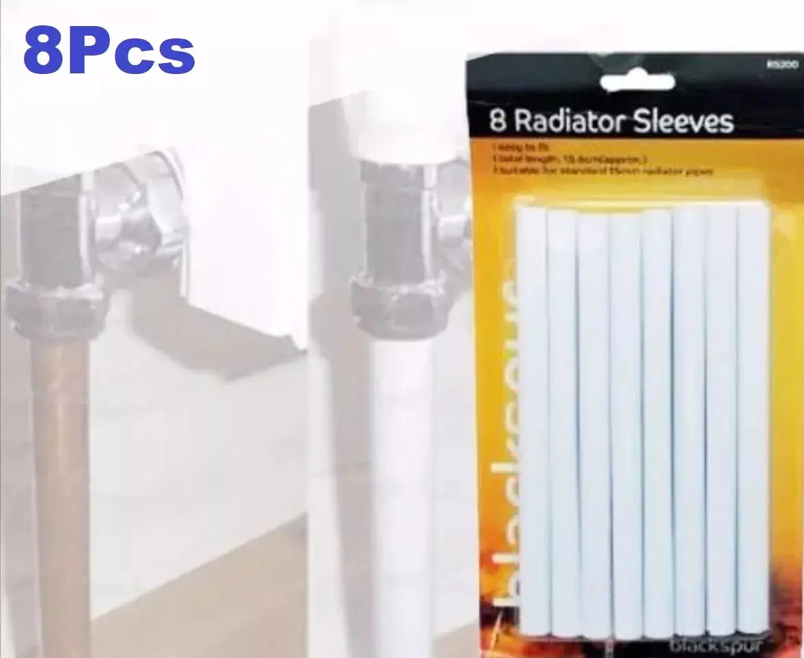 HeatShield 8PCS White Radiator Pipe Covers 19.5cm Snap-On for Clean Look
