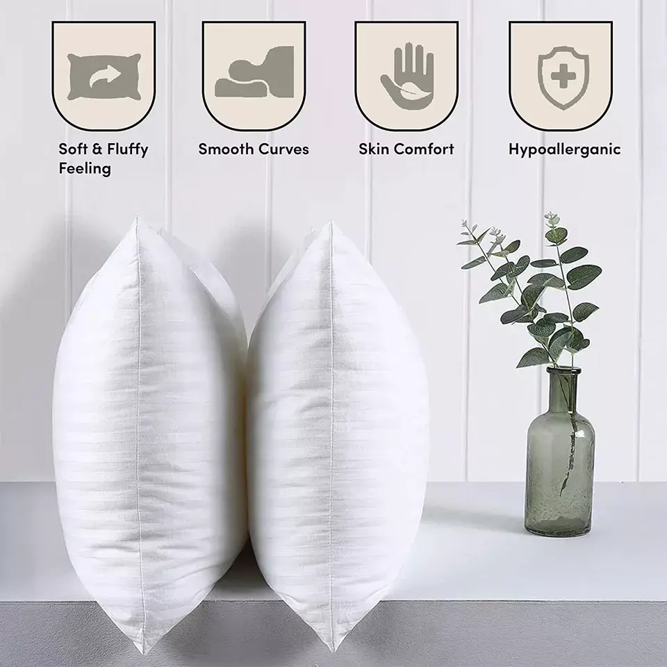Luxury Egyptian  Quality Extra Filled Jumbo Quilted Pillows - Super Bounce Back Hollowfibre - Pack of 2