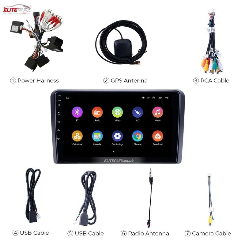 Audi A3 2008-12, Android Car Stereo with Apple CarPlay, Wireless, Radio, GPS, WIFI, BT, NAVI, 9” Full HD Screen, 2GB-32GB Storage 4
