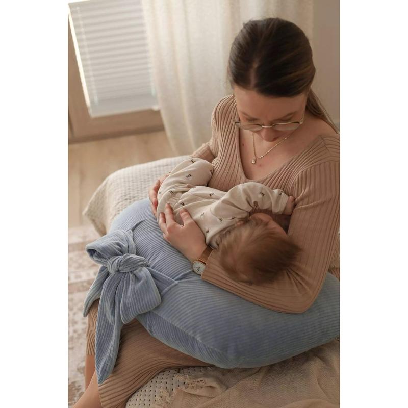 Corduroy Velvet Nursing Pillow - Blue 3