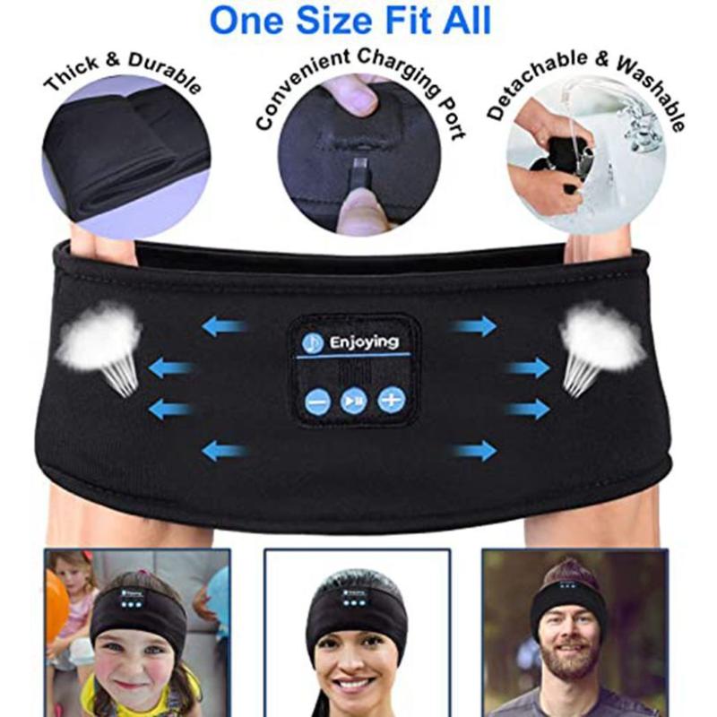 UK Wireless Bluetooth Headband Sleeping Eye Mask Headphones Headset Music Sports 4