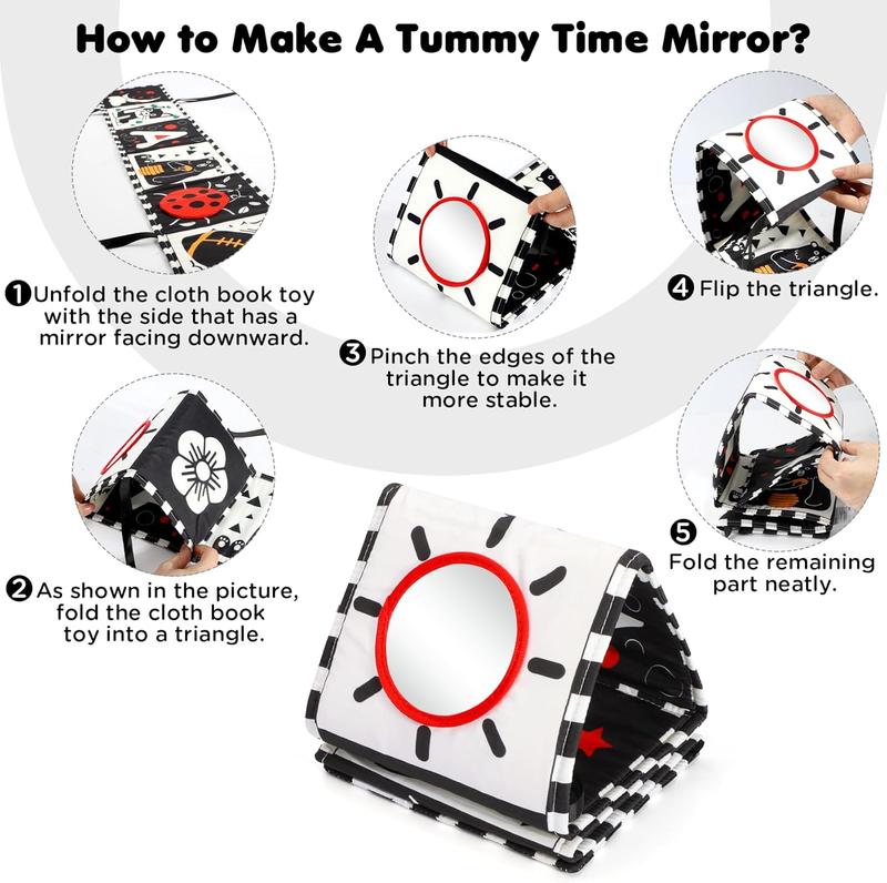 Product Introduction of Baby Toys 0-6 Months, Black and White Sensory Toys Brain Development, Tummy Time Toys, Soft Baby Book, Baby Essentials for Newborn 0-6-12 Months Newborn Toys Baby Gifts 4