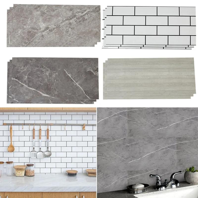 Self-Adhesive Brick Tiles Wall Stickers | Stick-On Kitchen & Bathroom Decor Decorative Waterproof Ornaments Tiles Sticker Marble 5