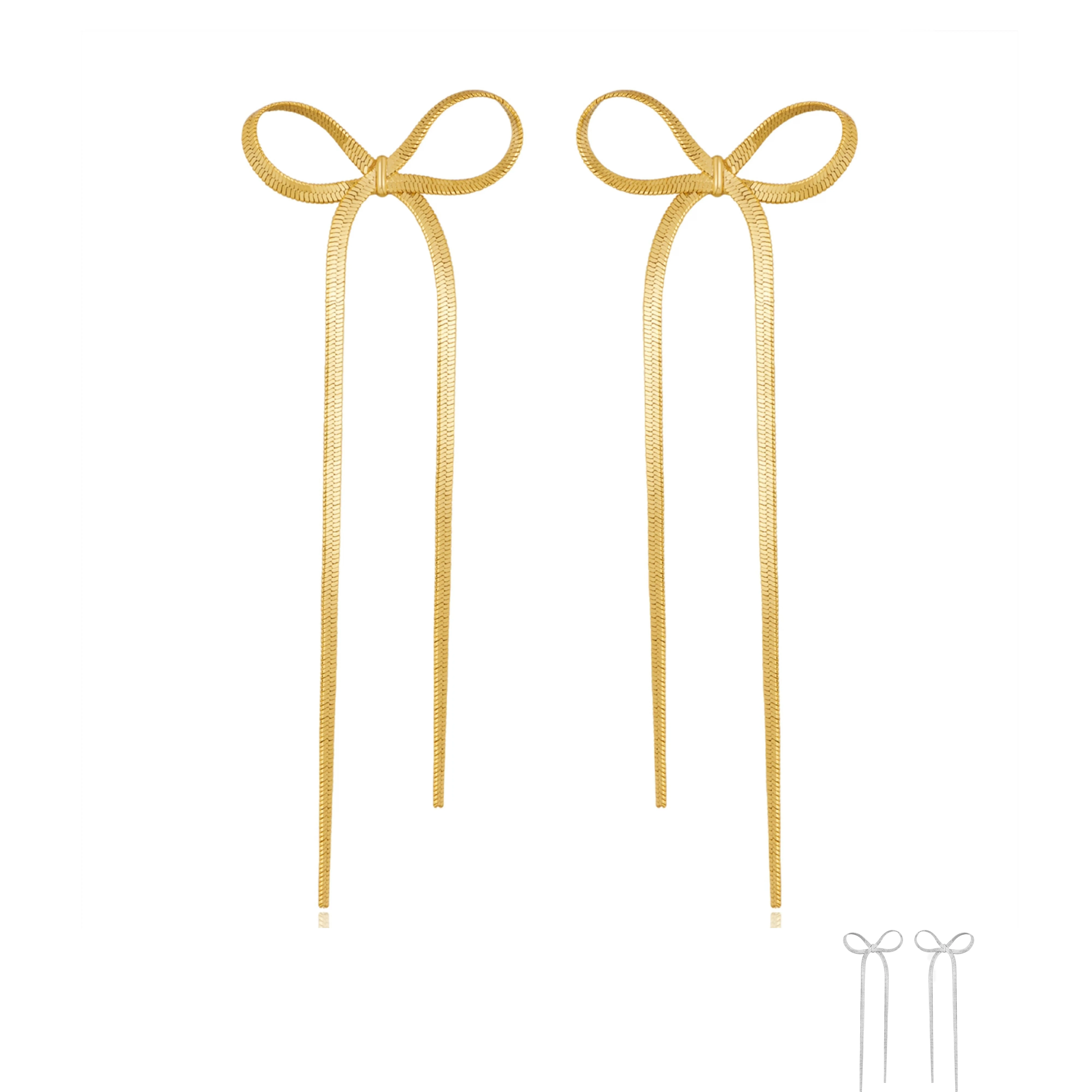 Tassel bow earrings, gold plated copper, dainty jewelry, daily wear jewelry, timeless, classy