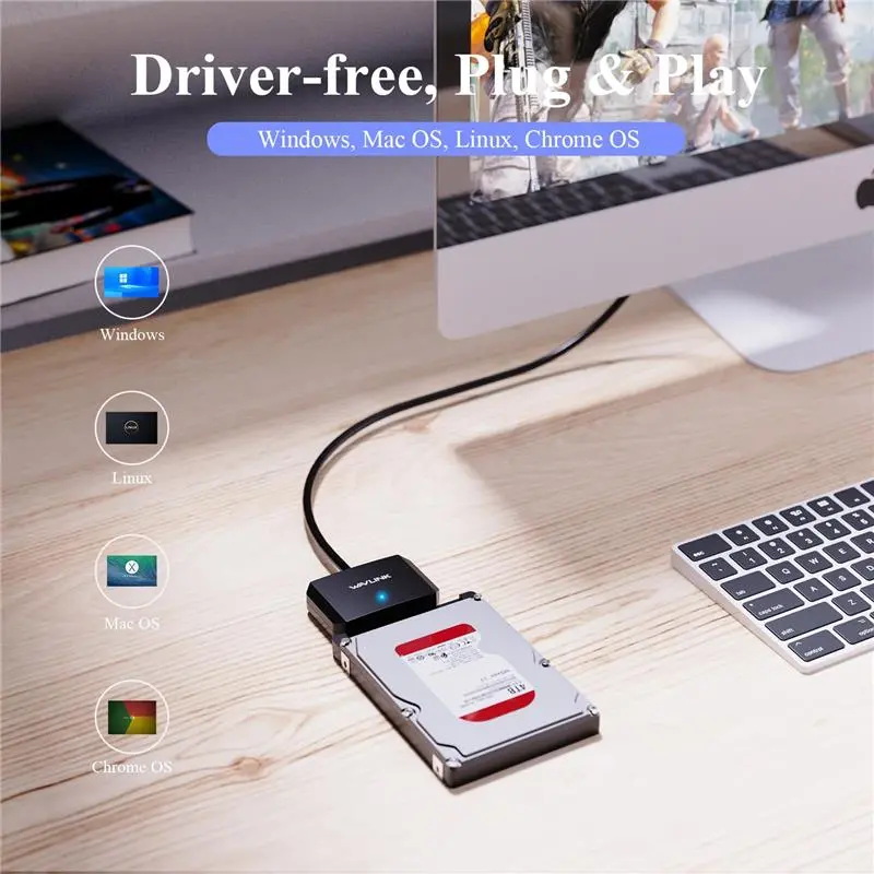 SATA III to USB 3.0 Cable Adapter, 5 Gbps USB 3.0 to SATA Adapter Converter/Connector for 3.5" HDD & 2.5" HDD/SSD with 12V2A Power Adapter, Max 18TB, UASP, TRIM, S.M.A.R.T, Auto-sleep Mode 7