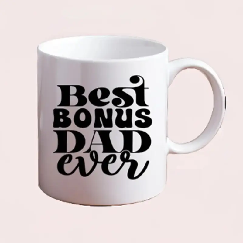 Best Bonus Dad Ever Personalised Ceramic Mug for Father's Day, Birthday, Christmas - Funny Gift for Him, Reusable Tumbler, Dishwasher Safe - Tea 0