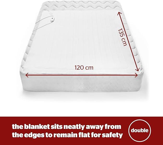 Silentnight Comfort Control Double Electric Blanket - 3 Heat Settings, Fast Heat Up, Overheat Protection, Easy Fit Straps, Machine Washable (135x120cm) heated  blanket 1