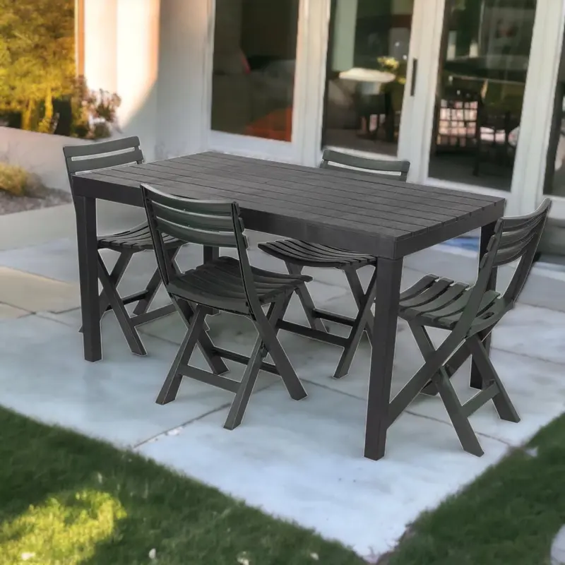Plastic Black Garden Table with Chairs For Outdoors 1