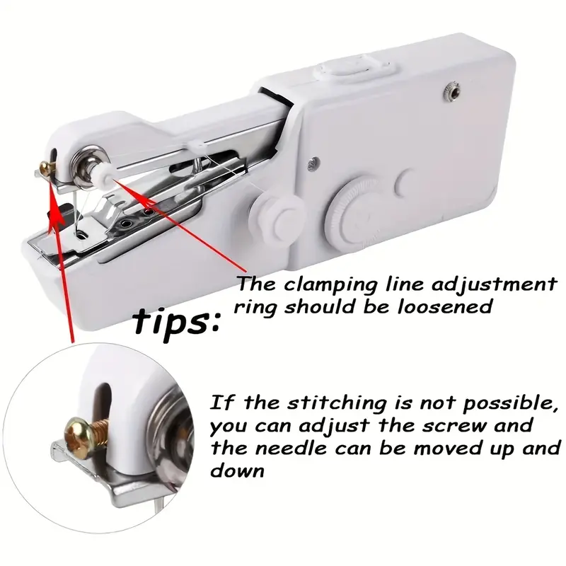 1pc Handheld Sewing Machine Mini Sewing Machines, Portable Sewing Machine Quick Handheld Stitch Tool For Fabric, Cloth, Clothing (battery Not Included, Self-prepared 4 AAA Batteries) 8