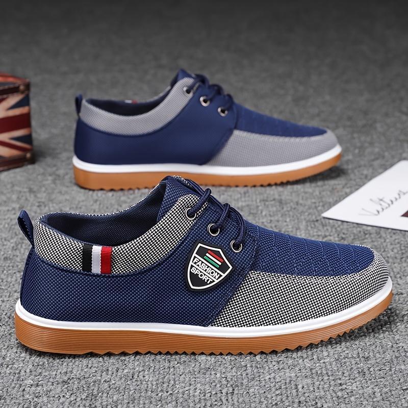 Elevate Your Walk: English-Style Men's Canvas Sneakers - Comfortable, All-Season, Solid-Color Lace-ups Closed Trainer Runner Training Athletic Running Sports Shoes Boy Casual Footwear Walking Shoes 1