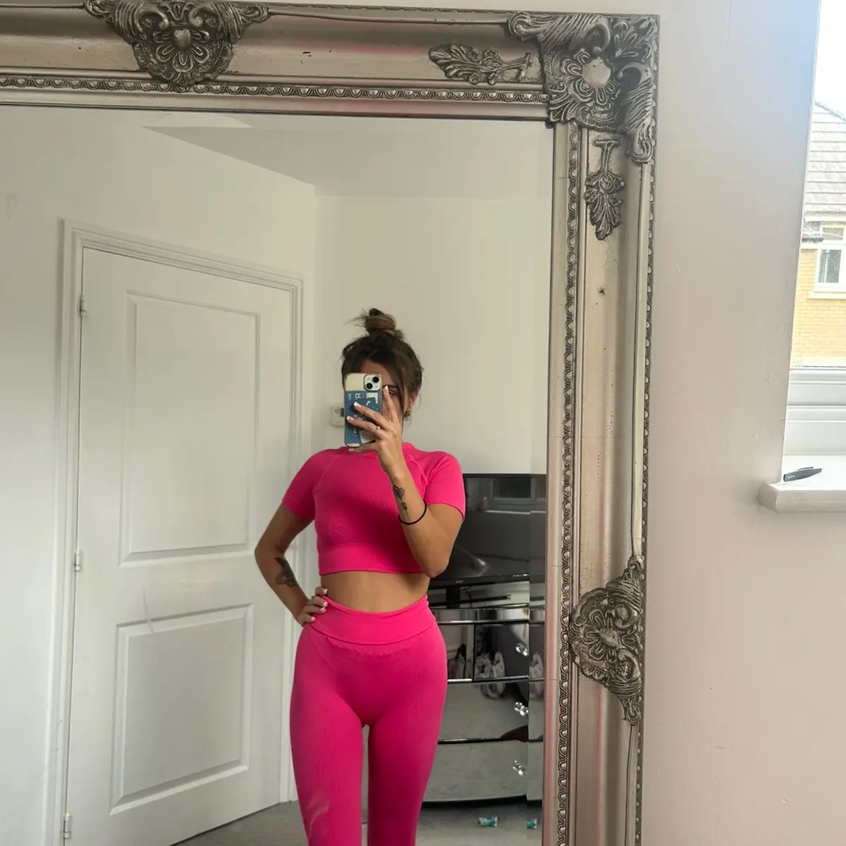 Ribbed Gym Set - Hot Pink