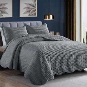 Quilted Bedspread Bed Throw Single Double King Size Bedding Set & Pillow Shams