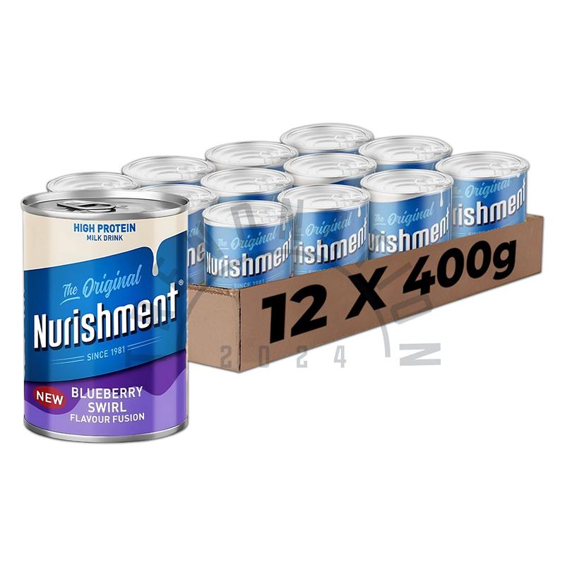 Nurishment High Protein Drink Blueberry Swirl Rich in Vitamins and Minerals 12 Pack (12 x 400g) Beverage Milk 1