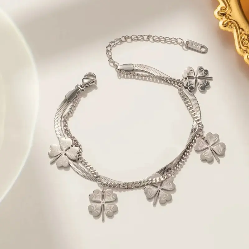 Large lucky charm style bracelet gold and silver 1