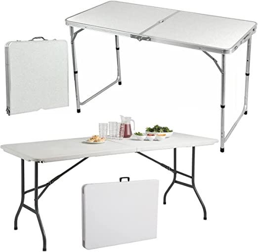 4Ft/6Ft Heavy Duty Folding Table - Portable Aluminium Camping Garden Party Catering Feet | Catering Camping Trestle Picnic Bbq Party Patio Dining Tables | Strong Quality 8
