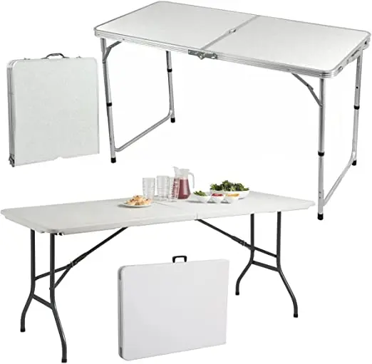 4Ft/6Ft Heavy Duty Folding Table - Portable Aluminium Camping Garden Party Catering Feet | Catering Camping Trestle Picnic Bbq Party Patio Dining Tables | Strong Quality 8