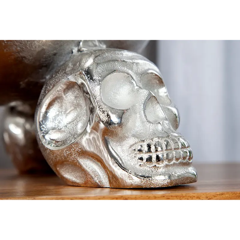 Design decorative bowl SKULL 35cm silver aluminum skull 3
