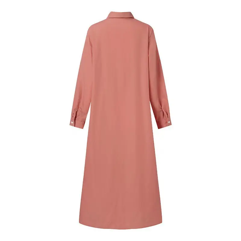 Plus Size button front dress, casual collared long sleeve dress, Womenswear Comfortable Elegant Style Lady Casual Wear Summer 3