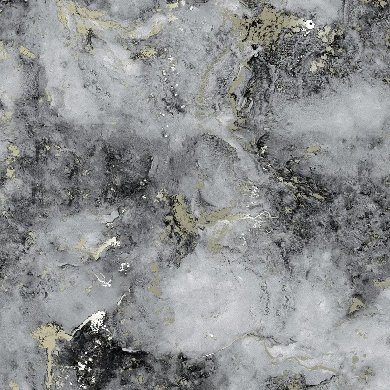 ROKYA Metallic Grey / Gold Marble Wallpaper MC7115 0