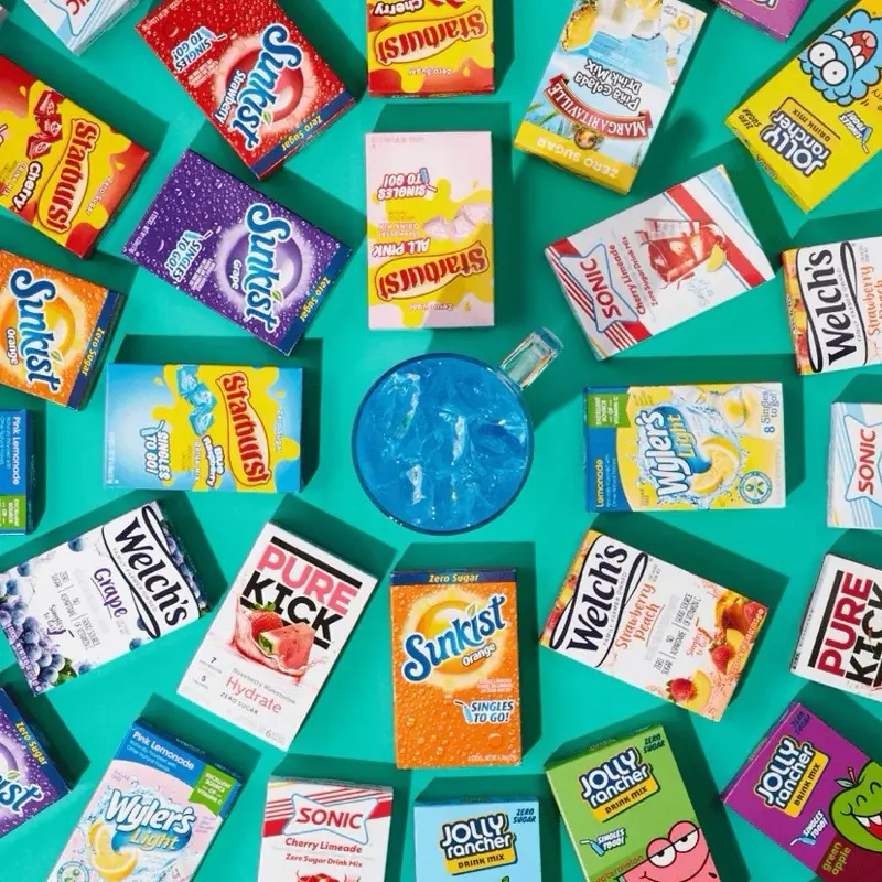 Singles To Go Drink Mixes Selection | Nerds, Jolly Rancher, Welch’s, Starburst, Sunkist, Hawaiian Punch, Snapple, Crush | Select Flavour |