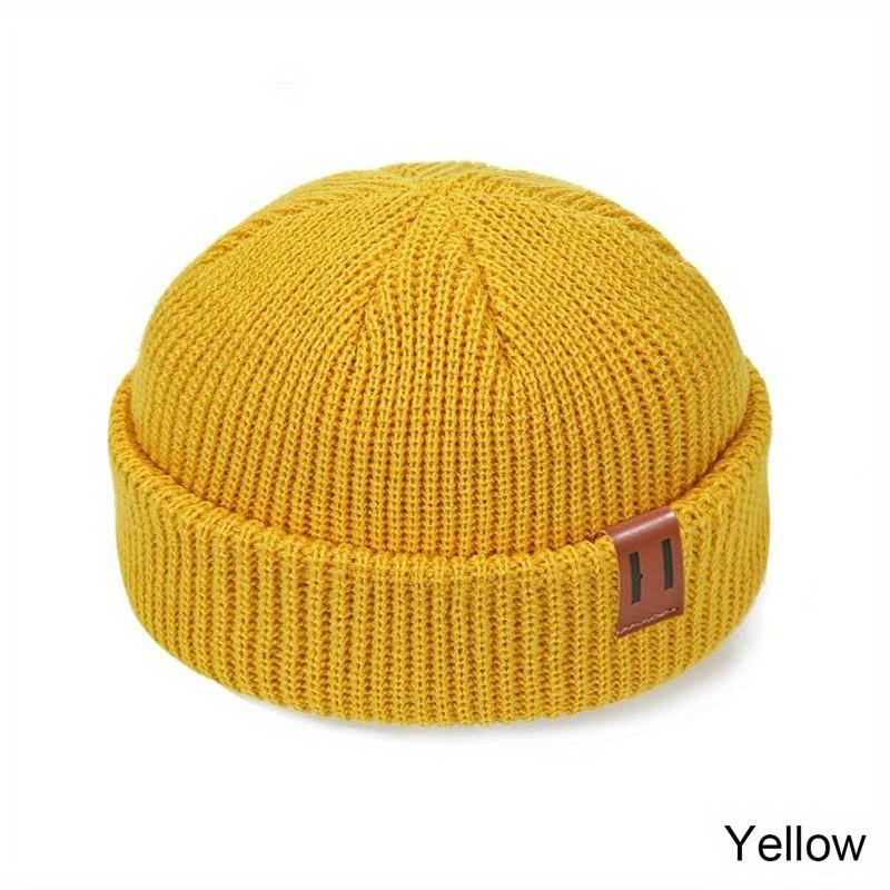 1PC Men Women Fashion Winter Knitted Beanie Hat Unisex Cap Hip-hop Cuffed Short Cap Bonnet Warm Ribbed Fisherman Docker Hats 3