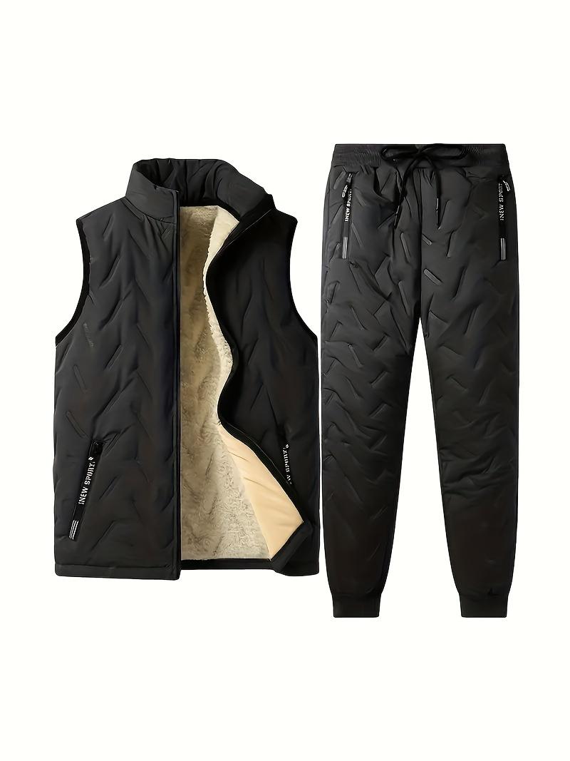 Product Introduction of Men's Fleece Lined Solid Color Textured Sleeveless Puffer Vest - Trendy Comfy Warm Vest Outdoor Clothes For Winter, Outdoor Cloth 2