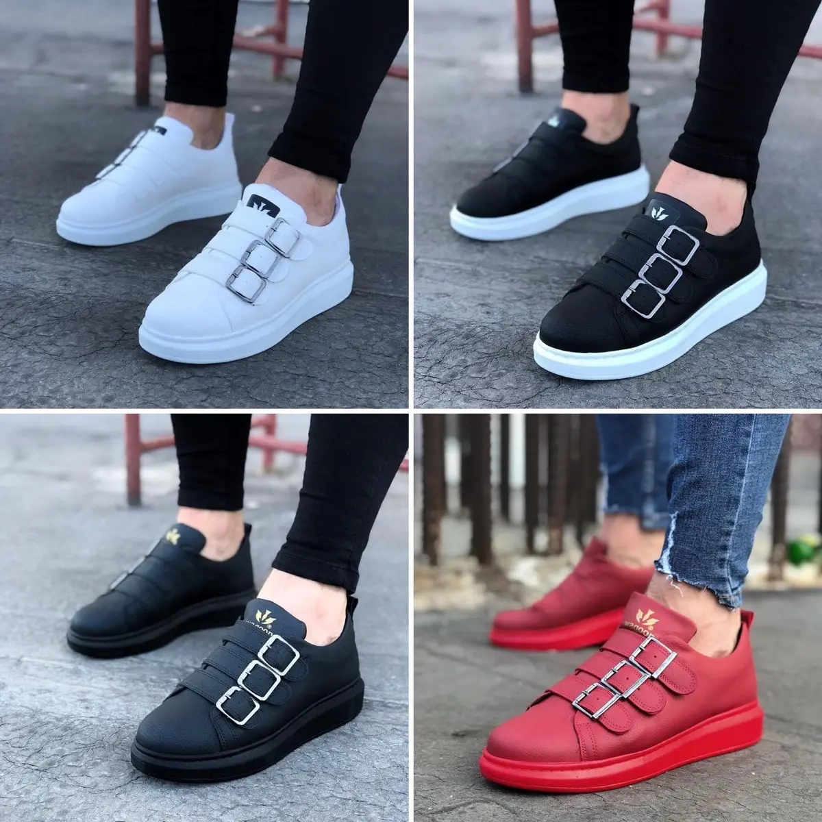 050 Wagoon Men’s Trainers 3 Straps Slip On Casual Comfort Sneaker Footwear Shoe Slipon Vegan Leather