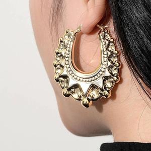 XL 50mm Long Gypsy Creole Hoop Earrings for Women Ladies, Large Oval Creo Hoop Earrings, Big Heavy Elegant Trendy Fashion Statement for Women,Romany Victorian Spiked Gypsy Hoop Earrings,Mother's Day Gifts for Mum Girlfriend,Wife,Partner Friends and Family