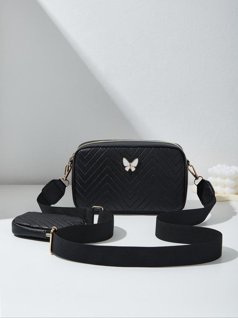 Product Introduction of Women's Butterfly Decorated Crossbody Bag Set, Casual Adjustable Shoulder Bag & Small Wallet Bag for Daily/Fall Festival Used, Versatile High-quality Bag Back To School 8