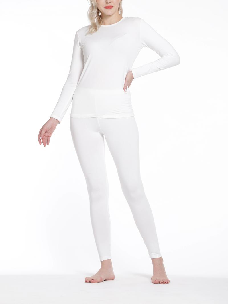 Product Introduction of Seamless Thermal Underwear Set, Long Sleeve Crew Neck Tops & Pants, Women's Loungewear & Underwear 17