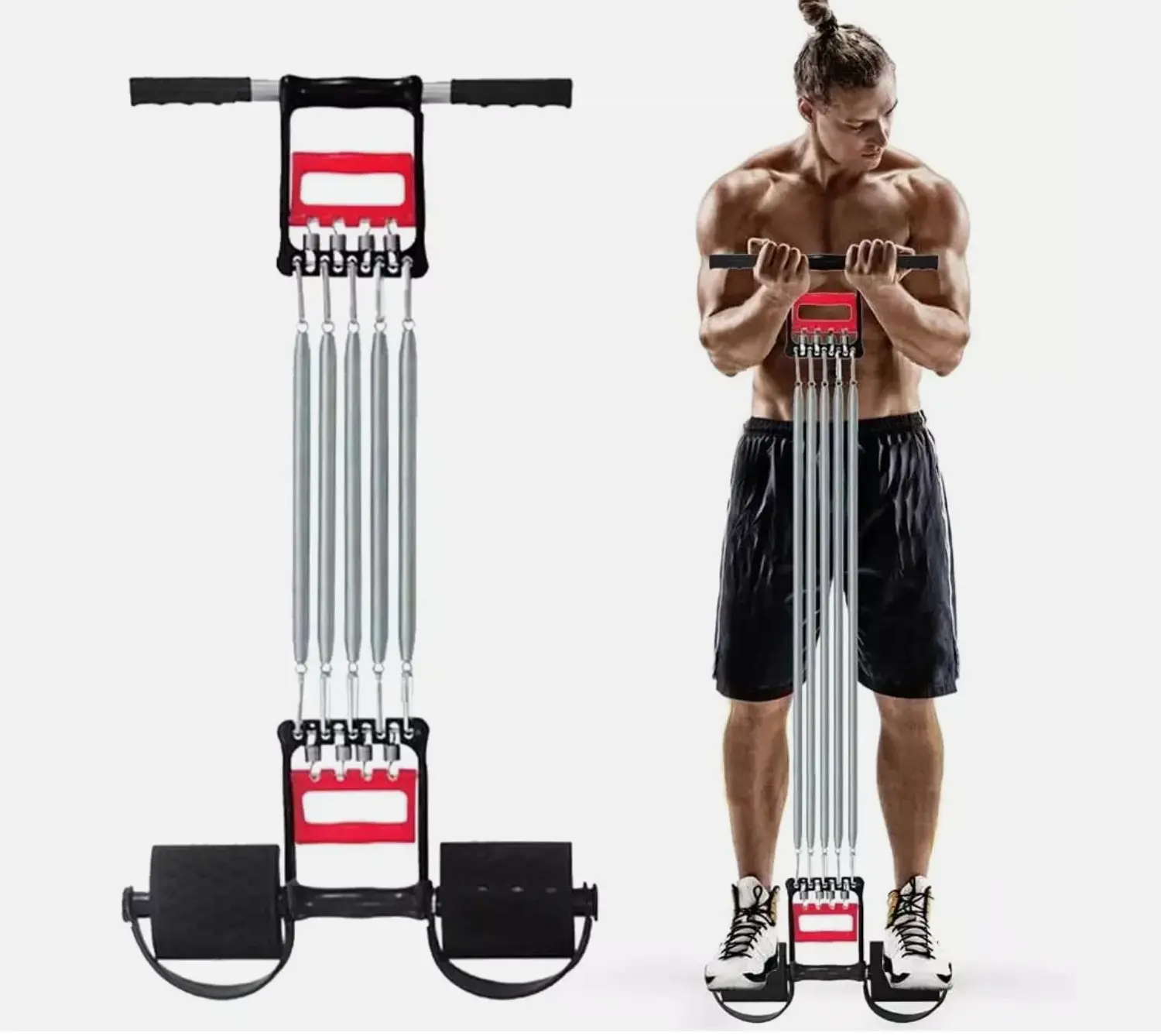 5 Spring Chest Expander 3 In 1 Pull Stretcher Gym Muscle Training Exerciser 30kg