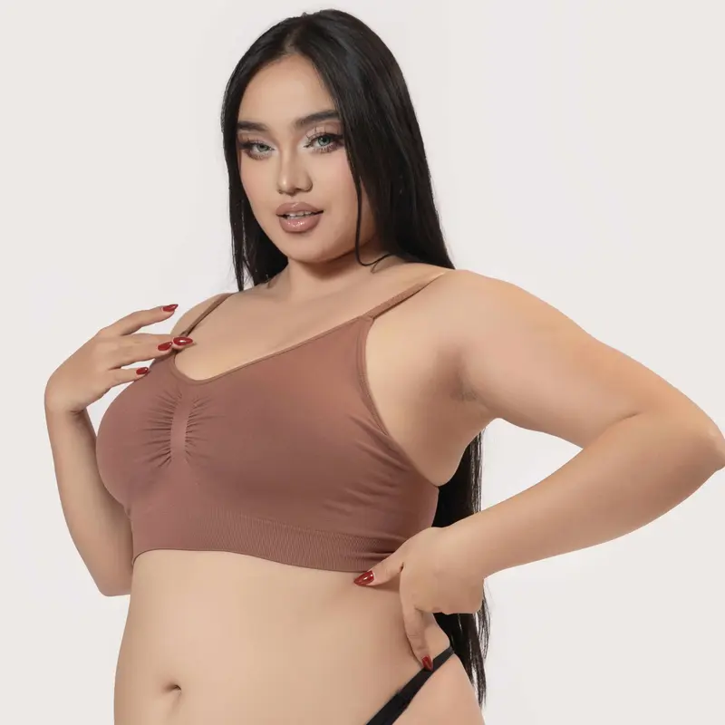 factory direct sales -- NoUnderwire Unlined Cami Bra Seamless Tshirt Bras Sports Brafully covered non-wired shaping bra with adjustablespaghetti straps 3