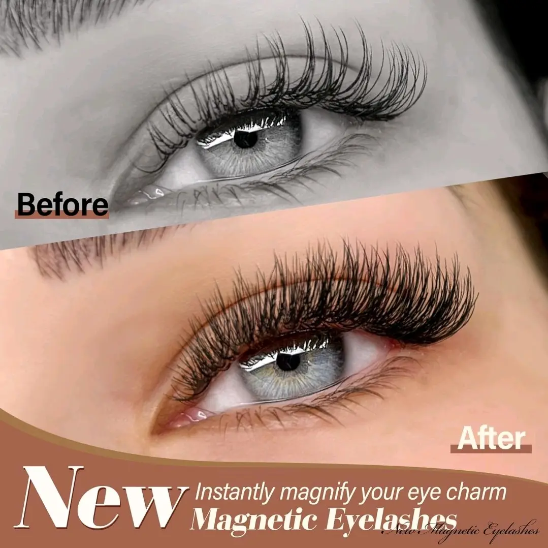 Alice Magnetic Eyelashes Natural Look, Reusable Magnetic Lashes with Applicator 3D Magnetic False Eyelashes without Eyeliner, Wispy Fluffy Magnetic Lashes No Glue or Liner Needed (1 Pair Natural) Makeup