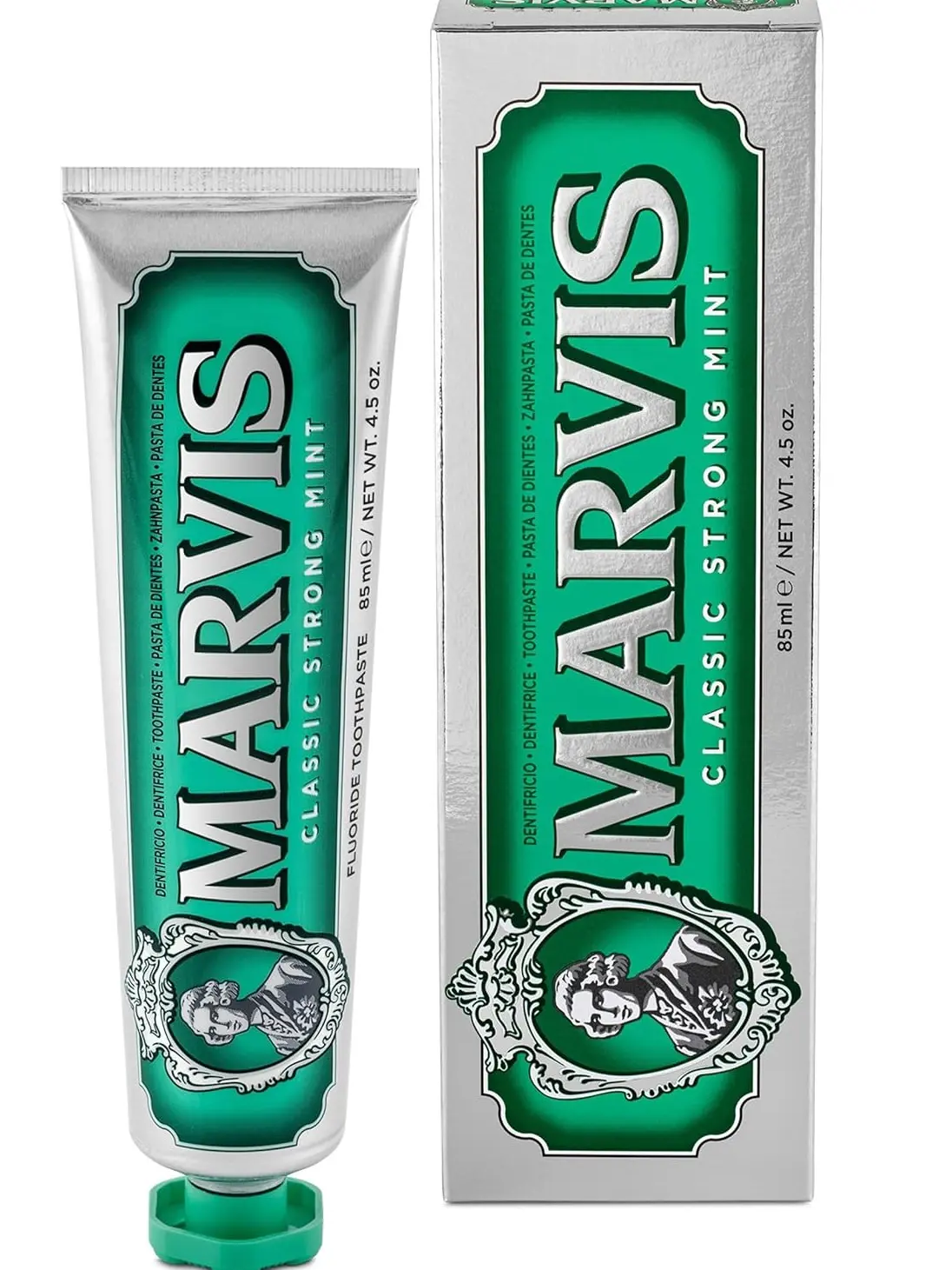 Marvis Classic Strong Mint Toothpaste, 85 ml, Sensational Flavoured Toothpaste for a Long-Lasting Freshness