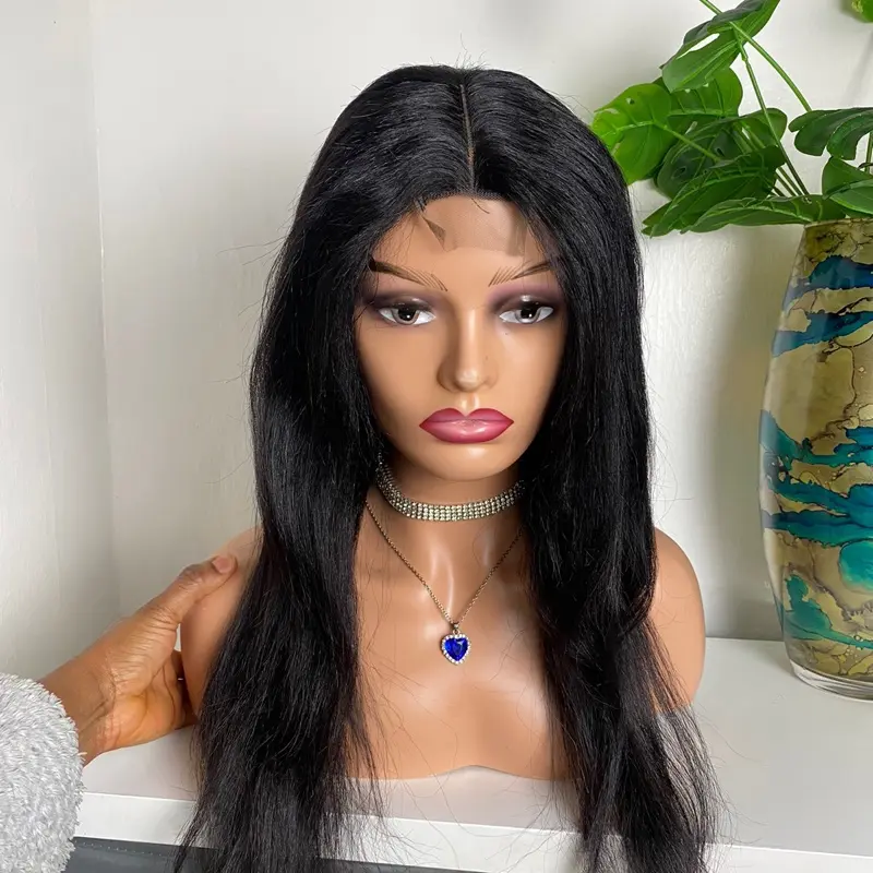 20” Straight human hair wig 1