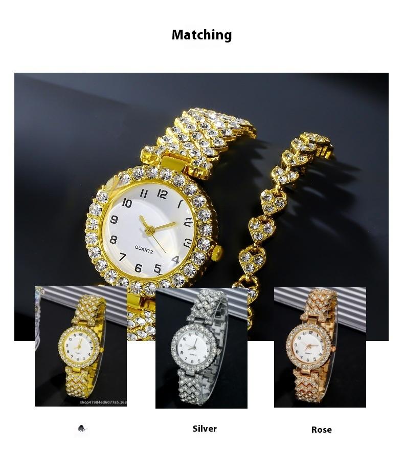 Product Introduction of Fashion Jewelry 2pcs Luxury Fashion Women Watch Set Silver Strap Ladies Quartz Wristwatch Alloy Bracelet For Ladies Jewelry Set Clock Gift 15